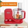 imageNutriChef Food Processor 2 Liter Capacity  Multipurpose ampamp Ultra Quiet Motor  Includes 6 Attachment Blades ampamp Silicone Feet to Prevent Slippage  12 Cup Capacity  PreSet Speed For Easy Use  RedRed
