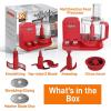 imageNutriChef Food Processor 2 Liter Capacity  Multipurpose ampamp Ultra Quiet Motor  Includes 6 Attachment Blades ampamp Silicone Feet to Prevent Slippage  12 Cup Capacity  PreSet Speed For Easy Use  RedRed
