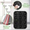 imageNutriChef Muffin Pans for Baking  Nonstick Cupcake Tins w 12Cups Carbon Steel Stackable Cup Cake Tray w 100pcs Parchment Paper Liners  Dishwasher ampamp Oven Safe  2Piece Set BlackBlack