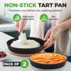 imageNutriChef 2 Round Tart Pans  9 Inch Carbon Steel Tart Baking Trays with Removable Base  Nonstick ampamp Even Heat Distribution  Includes 100 Parchment Papers  Height of 1 Inch  Black