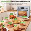 imageNutriChef 26L Electric Air Fryer Oven  1700W Countertop Rotisserie ampamp Air Fryer  360 Rotating Feature  10 Digital Menu Presets  Includes Drip Tray Air Frying Basket ampamp Bake Rack 15x16x14 Silver