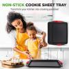 imageNutriChef 3Piece Large Nonstick Cookie Sheets for Baking  Premium FoodGrade Carbon Steel NonStick Tray Set with Silicone Handles Oven Safe up to 446F  Easy to Clean 172 x 118 x 07 Inch