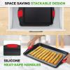 imageNutriChef 3Piece Large Nonstick Cookie Sheets for Baking  Premium FoodGrade Carbon Steel NonStick Tray Set with Silicone Handles Oven Safe up to 446F  Easy to Clean 172 x 118 x 07 Inch