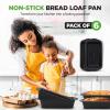 imageNutriChef Loaf Pans Set of 4  NonStick Premium Bread Pans Quick ampamp Even Heat Distribution  Oven Safe To 450 F  No PFOA PFOS ampamp PTFEs  Food Grade Carbon Steel  1161 x 598 x 256 Inches Black6Pack
