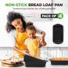 imageNutriChef Loaf Pans Set of 4  NonStick Premium Bread Pans Quick ampamp Even Heat Distribution  Oven Safe To 450 F  No PFOA PFOS ampamp PTFEs  Food Grade Carbon Steel  1161 x 598 x 256 Inches Black4Pack