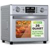 imageNutriChef 26L Electric Air Fryer Oven  1700W Countertop Rotisserie ampamp Air Fryer  360 Rotating Feature  10 Digital Menu Presets  Includes Drip Tray Air Frying Basket ampamp Bake Rack 15x16x14 Silver