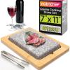imageNutriChef Sizzle Hot Cooking Stone Grill with Bamboo Platter Tabletop Granite Stone Grill with NonSlip Handles Adjustable Temperature Control 550F Max Heat  Perfect for Meats and VegetablesGranite