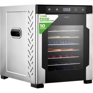imageNutriChef 20 Layer Commercial Food Dehydrator Machine  Includes 20 Stainless Steel Trays Builtin Digital Timer and Temperature Control Ideal for Jerky Meat Fruit Pet Treats and VegetablesSilver