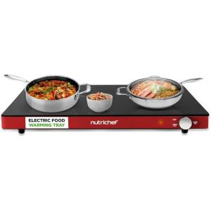 imageNutriChef Electric Warming Tray  Glass Surface Hot Serving Tray  Adjustable Temperature 140F to 230F  Energy Efficient ampamp Space Saving  Perfect for BuffetsParties ampamp More  212 x 165 IN  BlueRed