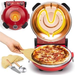 imageNutriChef Electric Pizza Oven  1200W Countertop Pizza Maker with Temperature Control ampamp Thermometer  Viewing Window for Precise Cooking  Heats up to 800F  Easy to Clean NonStick Coating BlackRed