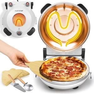 imageNutriChef Electric Pizza Oven  1200W Countertop Pizza Maker with Temperature Control ampamp Thermometer  Viewing Window for Precise Cooking  Heats up to 800F  Easy to Clean NonStick Coating BlackWhite