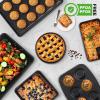 imageNutriChef 8Piece Stackable Bakeware Set  Carbon Steel NonStick Baking Pan Set  Includes Sheet Muffin Round Loaf Square Cake ampamp Deep Pans  No PFOA ampamp PFOS  Oven Safe to 450 F Marble CreamBlack Marble