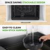 imageNutriChef 8Piece Stackable Bakeware Set  Carbon Steel NonStick Baking Pan Set  Includes Sheet Muffin Round Loaf Square Cake ampamp Deep Pans  No PFOA ampamp PFOS  Oven Safe to 450 F Marble CreamBlack Marble