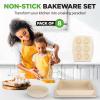 imageNutriChef 8Piece Stackable Bakeware Set  Carbon Steel NonStick Baking Pan Set  Includes Sheet Muffin Round Loaf Square Cake ampamp Deep Pans  No PFOA ampamp PFOS  Oven Safe to 450 F Marble CreamMarble Cream