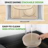 imageNutriChef 8Piece Stackable Bakeware Set  Carbon Steel NonStick Baking Pan Set  Includes Sheet Muffin Round Loaf Square Cake ampamp Deep Pans  No PFOA ampamp PFOS  Oven Safe to 450 F Marble CreamMarble Cream
