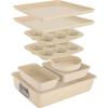 imageNutriChef 8Piece Stackable Bakeware Set  Carbon Steel NonStick Baking Pan Set  Includes Sheet Muffin Round Loaf Square Cake ampamp Deep Pans  No PFOA ampamp PFOS  Oven Safe to 450 F Marble CreamMarble Cream