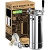 imageNutriChef Pressurized Growler Tap System 128oz DoubleWalled Stainless Steel Mini Keg Dispenser Portable Kegerator Kit Co2 Pressure Regulator Keeps Carbonation for Craft Beer Draft and HomebrewSingle Wall