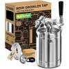 imageNutriChef Pressurized Growler Tap System 128oz DoubleWalled Stainless Steel Mini Keg Dispenser Portable Kegerator Kit Co2 Pressure Regulator Keeps Carbonation for Craft Beer Draft and HomebrewSingle Wall