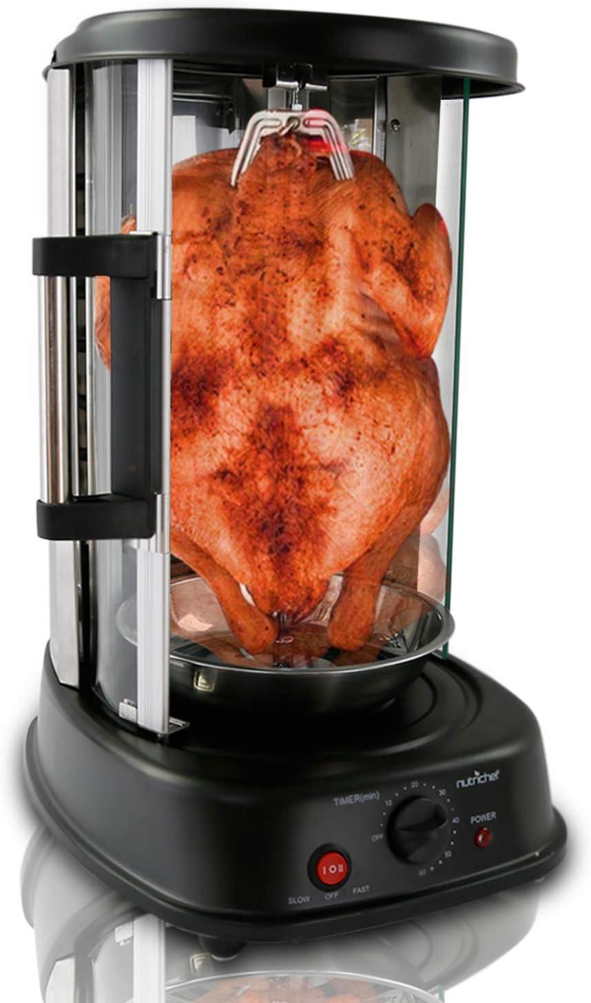 imageNutriChef Countertop Vertical Rotating Oven  Rotisserie Shawarma Machine Kebob Machine Stain Resistant ampamp Energy Efficient WHeat Resistant Door Includes Kebob Rack with 7 Skewers