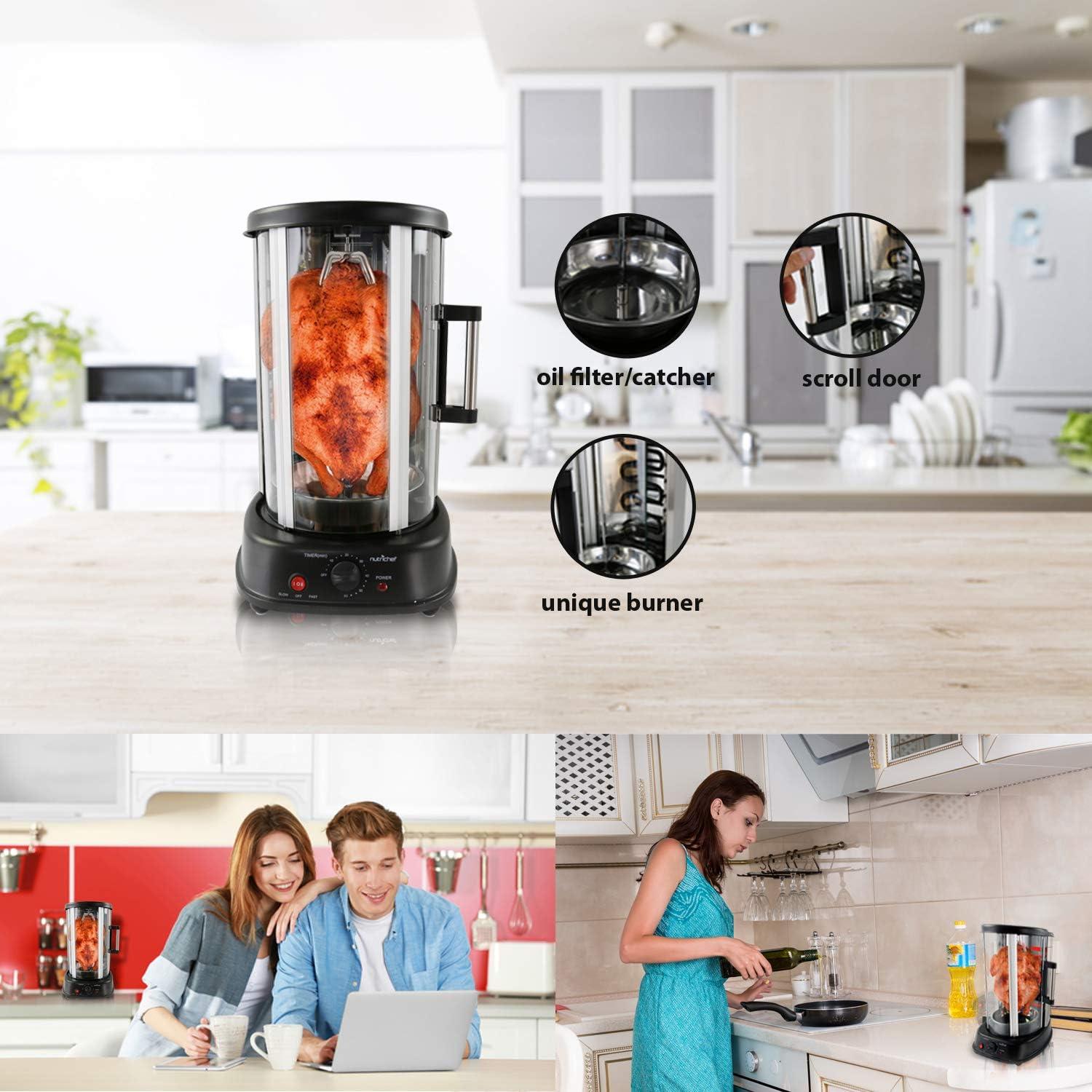 imageNutriChef Countertop Vertical Rotating Oven  Rotisserie Shawarma Machine Kebob Machine Stain Resistant ampamp Energy Efficient WHeat Resistant Door Includes Kebob Rack with 7 Skewers