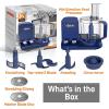 imageNutriChef Food Processor 2 Liter Capacity  Multipurpose ampamp Ultra Quiet Motor  Includes 6 Attachment Blades ampamp Silicone Feet to Prevent Slippage  12 Cup Capacity  PreSet Speed For Easy UseRoyal Blue