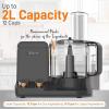 imageNutriChef Food Processor 2 Liter Capacity  Multipurpose ampamp Ultra Quiet Motor  Includes 6 Attachment Blades ampamp Silicone Feet to Prevent Slippage  12 Cup Capacity  PreSet Speed For Easy UseSpace Gray