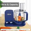 imageNutriChef Food Processor 2 Liter Capacity  Multipurpose ampamp Ultra Quiet Motor  Includes 6 Attachment Blades ampamp Silicone Feet to Prevent Slippage  12 Cup Capacity  PreSet Speed For Easy UseRoyal Blue