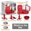 imageNutriChef Food Processor 2 Liter Capacity  Multipurpose ampamp Ultra Quiet Motor  Includes 6 Attachment Blades ampamp Silicone Feet to Prevent Slippage  12 Cup Capacity  PreSet Speed For Easy UseRed