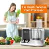 imageNutriChef Food Processor 2 Liter Capacity  Multipurpose ampamp Ultra Quiet Motor  Includes 6 Attachment Blades ampamp Silicone Feet to Prevent Slippage  12 Cup Capacity  PreSet Speed For Easy UseWhite