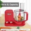 imageNutriChef Food Processor 2 Liter Capacity  Multipurpose ampamp Ultra Quiet Motor  Includes 6 Attachment Blades ampamp Silicone Feet to Prevent Slippage  12 Cup Capacity  PreSet Speed For Easy UseRed
