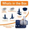 imageNutriChef Food Processor 2 Liter Capacity  Multipurpose ampamp Ultra Quiet Motor  Includes 6 Attachment Blades ampamp Silicone Feet to Prevent Slippage  12 Cup Capacity  PreSet Speed For Easy UseBlue