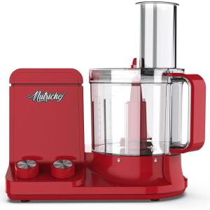 imageNutriChef Food Processor 2 Liter Capacity  Multipurpose ampamp Ultra Quiet Motor  Includes 6 Attachment Blades ampamp Silicone Feet to Prevent Slippage  12 Cup Capacity  PreSet Speed For Easy UseRed