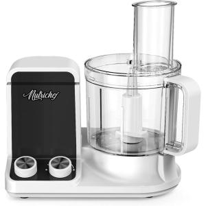 imageNutriChef Food Processor 2 Liter Capacity  Multipurpose ampamp Ultra Quiet Motor  Includes 6 Attachment Blades ampamp Silicone Feet to Prevent Slippage  12 Cup Capacity  PreSet Speed For Easy UseWhite