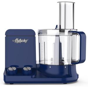 imageNutriChef Food Processor 2 Liter Capacity  Multipurpose ampamp Ultra Quiet Motor  Includes 6 Attachment Blades ampamp Silicone Feet to Prevent Slippage  12 Cup Capacity  PreSet Speed For Easy UseRoyal Blue