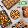 imageNutriChef 13inch Golden Cookie Sheet Baking Tray NonStick Coated Layer Surface Great for Food Preparation Serving Pastry Dessert BakingGold