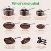 imageNutriChef 14Piece Non Stick Kitchen Cookware Set wSaucepan Frying Pans Cooking Pots Dutch Oven Pot Lids Utensil GoldBrown