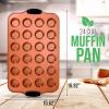 imageNutriChef 24Cup Nonstick Mini Muffin Pan with Red Silicone Handles  Carbon Steel Bakeware Tray for Savory ampamp Sweet Treats  Dishwasher Safe BlackCopper