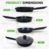 imageNutriChef 5Piece Frying Pan Cooking Set NonStick Ceramic Pan Set with Grill Pan and Wok StainResistant Frying Pans With CoolTouch Handles Tempered Glass Lid PTFEPFOAPFOS Free Blue Diamond