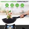 imageNutriChef 5Piece Frying Pan Cooking Set NonStick Ceramic Pan Set with Grill Pan and Wok StainResistant Frying Pans With CoolTouch Handles Tempered Glass Lid PTFEPFOAPFOS Free Blue Diamond