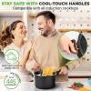 imageNutriChef 5qt Pasta Pot with Strainer Lid ampamp Pasta Fork  NonStick Cooking Pot  Lockable Lid Heat Resistant Handles  Even Heat Distribution  Easy Clean  Black Marble