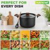 imageNutriChef 5qt Pasta Pot with Strainer Lid ampamp Pasta Fork  NonStick Cooking Pot  Lockable Lid Heat Resistant Handles  Even Heat Distribution  Easy Clean  Black Marble