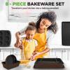 imageNutriChef 8Piece Nonstick Bakeware Set  Baking Tray Set with NonStick Coating Sheet Pan 6 Cups Muffin Pan Round Cake Pan Loaf Pan Square Cake Pan Deep Baking Pan 450F Oven Safe BrownBrown
