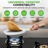 imageNutriChef 945 NonStick Crepe Pan with Wooden Spreader Durable Marble Coated Dosa Pan Bakelite Handle and Induction Bottom PFOAPFOS Free Dishwasher Safe Even Heat Distribution Black MarbleWhite