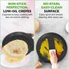 imageNutriChef 945 NonStick Crepe Pan with Wooden Spreader Durable Marble Coated Dosa Pan Bakelite Handle and Induction Bottom PFOAPFOS Free Dishwasher Safe Even Heat Distribution Black MarbleBlack