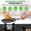 imageNutriChef 945 NonStick Crepe Pan with Wooden Spreader Durable Marble Coated Dosa Pan Bakelite Handle and Induction Bottom PFOAPFOS Free Dishwasher Safe Even Heat Distribution Black MarbleBlack