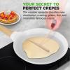 imageNutriChef 945 NonStick Crepe Pan with Wooden Spreader Durable Marble Coated Dosa Pan Bakelite Handle and Induction Bottom PFOAPFOS Free Dishwasher Safe Even Heat Distribution Black MarbleWhite