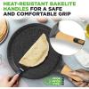 imageNutriChef 945 NonStick Crepe Pan with Wooden Spreader Durable Marble Coated Dosa Pan Bakelite Handle and Induction Bottom PFOAPFOS Free Dishwasher Safe Even Heat Distribution Black MarbleBlack