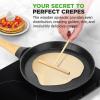 imageNutriChef 945 NonStick Crepe Pan with Wooden Spreader Durable Marble Coated Dosa Pan Bakelite Handle and Induction Bottom PFOAPFOS Free Dishwasher Safe Even Heat Distribution Black MarbleBlack