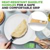 imageNutriChef 945 NonStick Crepe Pan with Wooden Spreader Durable Marble Coated Dosa Pan Bakelite Handle and Induction Bottom PFOAPFOS Free Dishwasher Safe Even Heat Distribution Black MarbleWhite