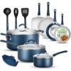imageNutriChef 14Piece Non Stick Kitchen Cookware Set wSaucepan Frying Pans Cooking Pots Dutch Oven Pot Lids Utensil GoldBlue